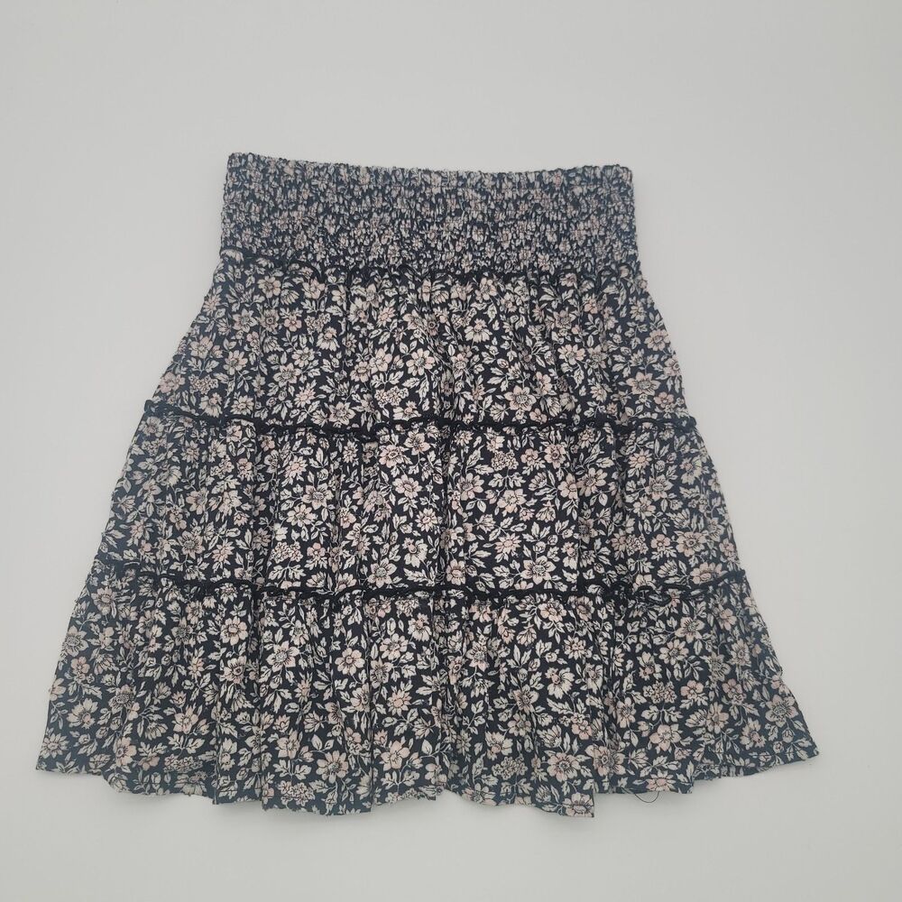 American Eagle Floral Smocked Waist Tiered Ruffle Mini Skirt Boho Ditsy Skater S